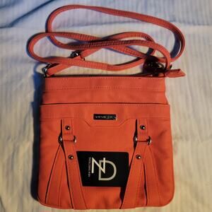 Orange Crossbody Purse New Directions Handbag Vinyl Adjustable Strap 4 Pockets